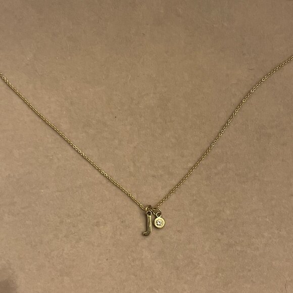 BNWT 14k Solid Yellow Gold Initial J Necklace with Lab Grown Diamond - Picture 3 of 16
